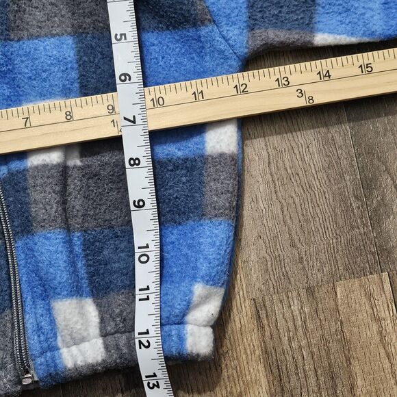 Vintage Infant Baby Blue and White Plaid Fleece Zip-up, Size 24 Months, EUC - Picture 6 of 6
